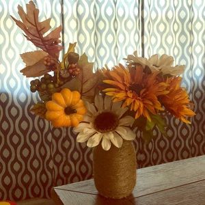 Handmade vase with fall flowers!